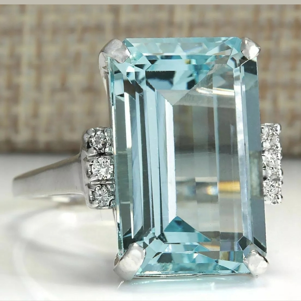 Aquamarine ring costume jewelry ring